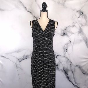 LL Bean Black & White Polka Dot Maxi Dress